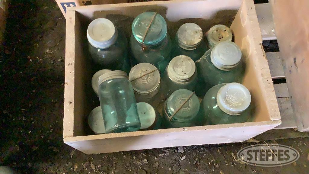 Approx. (13) Glass Jars w/ Wood Crate